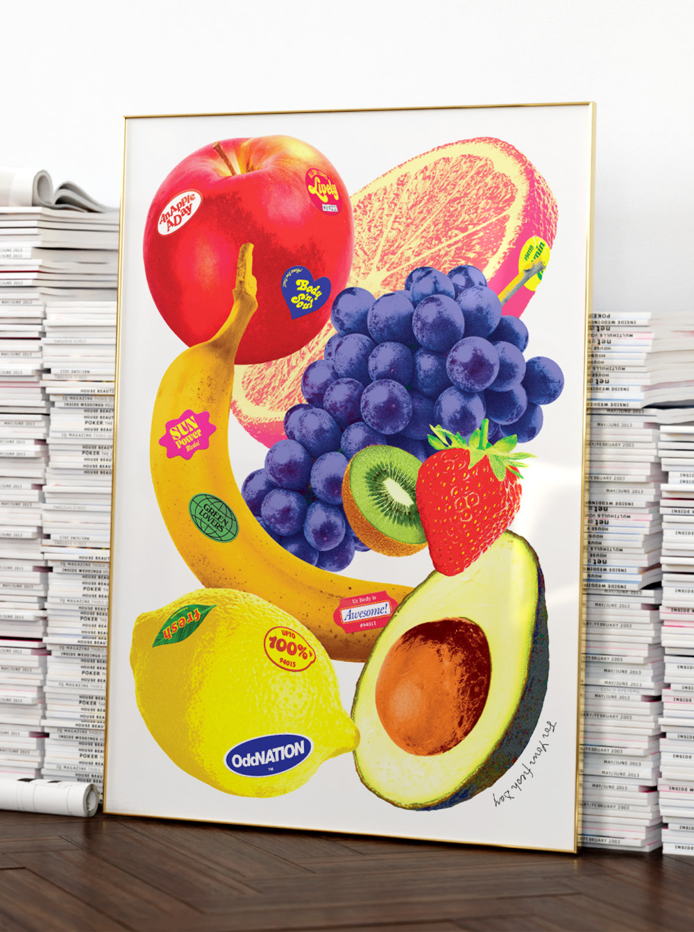 Fresh Fruits Poster A2Blue BG